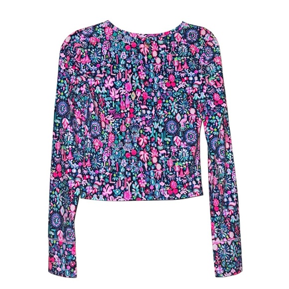 LILLY PULITZER NWOT Luxletic Oden Top Shirt In Low Tide Navy Pink Size Small NEW - Picture 10 of 15